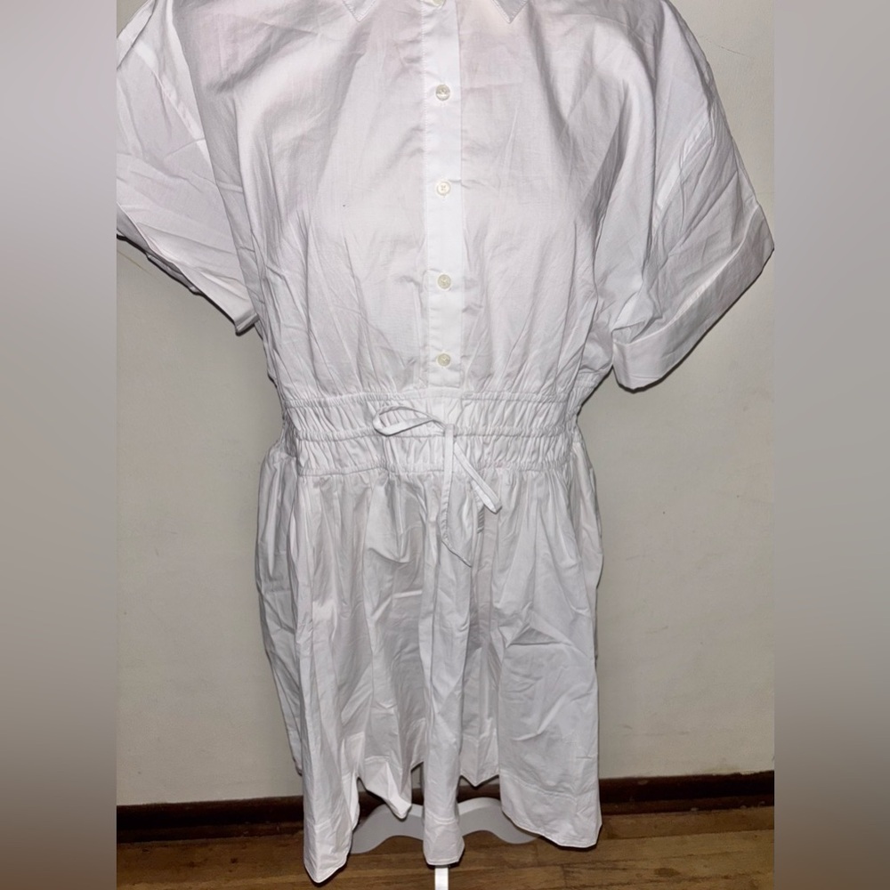 NWT J.Crew Elena mini shirtdress cotton poplin 14 White Smocked Preppy Casual - Picture 7 of 15